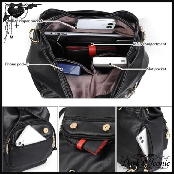 Mini Vegan Leather Backpack, Lightweight Daypack with Multiple Pockets main image 5